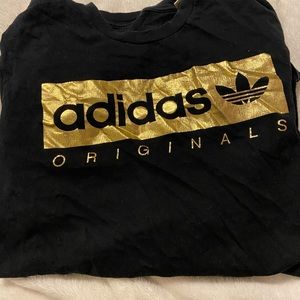Adidas gold and white shirt
